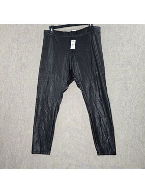 Express Faux Leather Leggings L Black Shiny Stretchy Womens Pants
